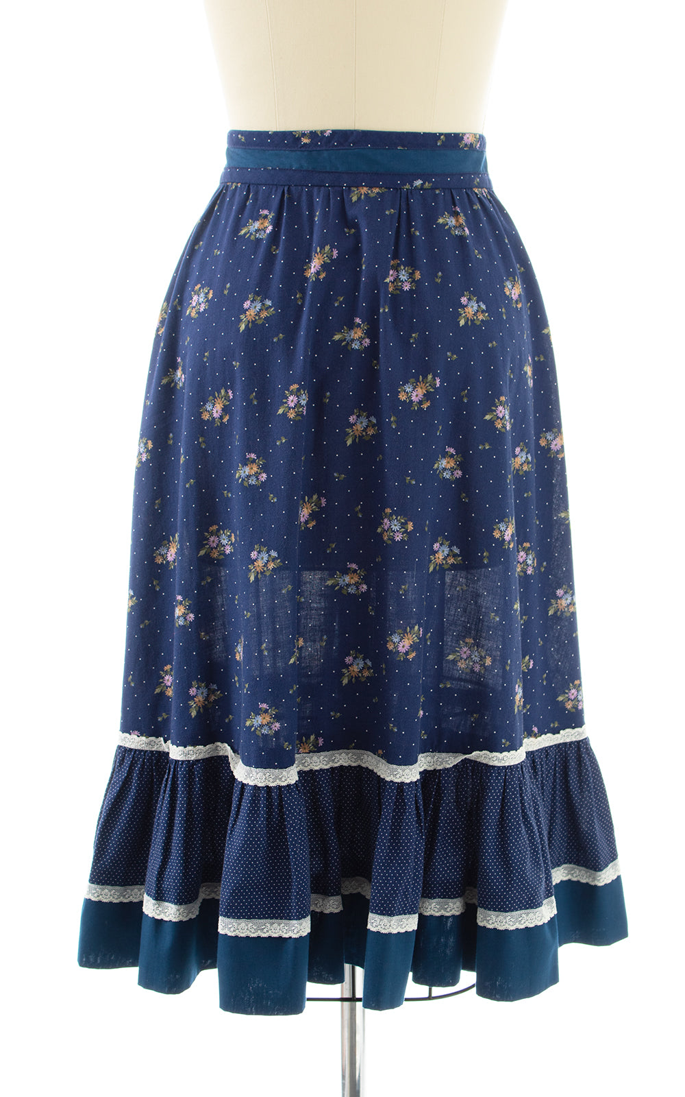 1970s Floral Cotton Prairie Skirt | x-small/small