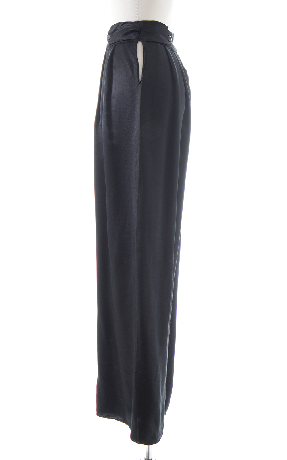 1930s 1940s Black Silk Satin Pants