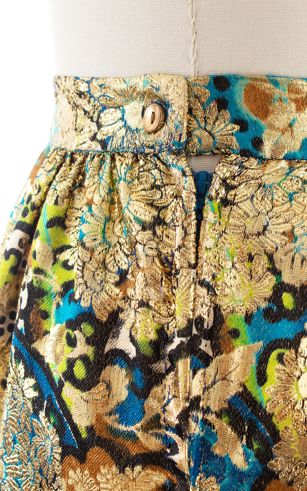 1960s 1970s Metallic Floral Maxi Skirt | medium – Birthday Life