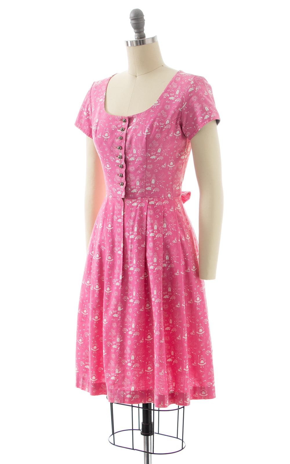 1960s Farm Cat Novelty Print Dirndl Dress | x-small