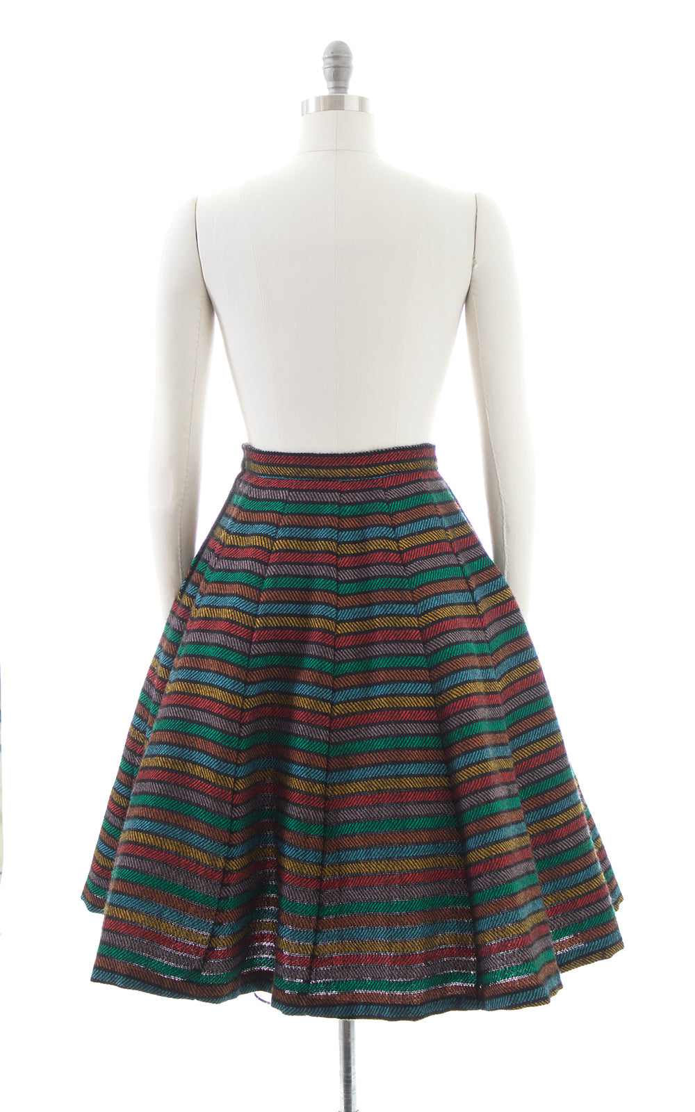 1950s Rainbow Striped Wool Skirt | small