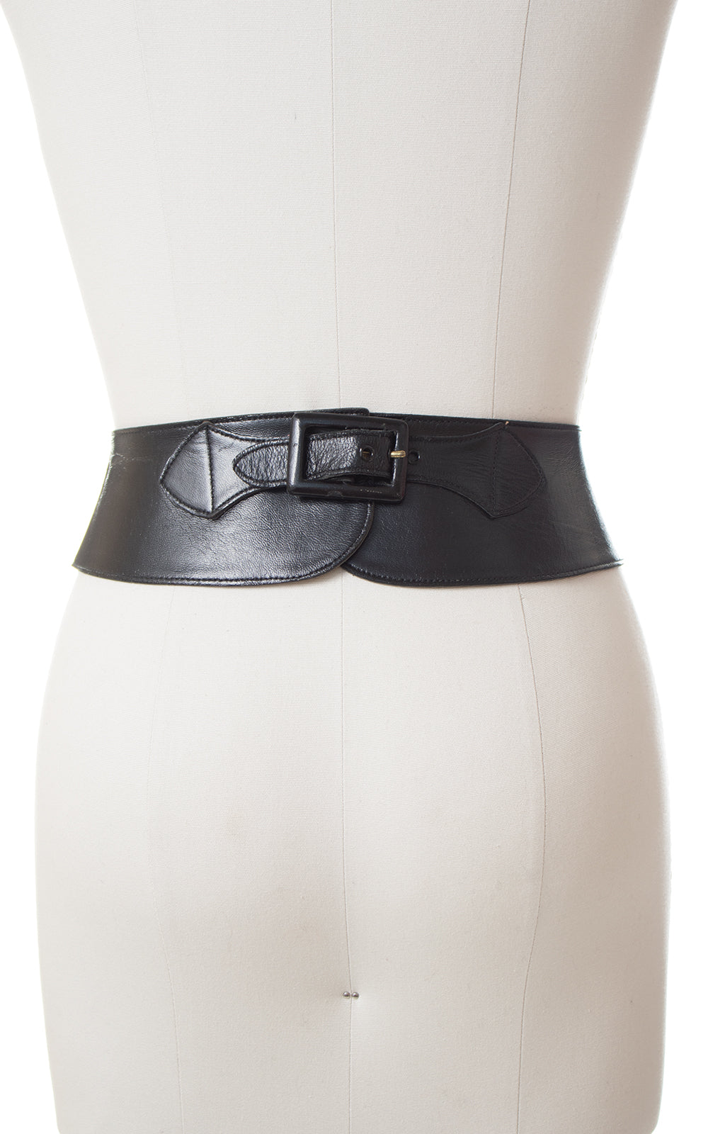 1950s Double Bow Black Leather Cinch Belt