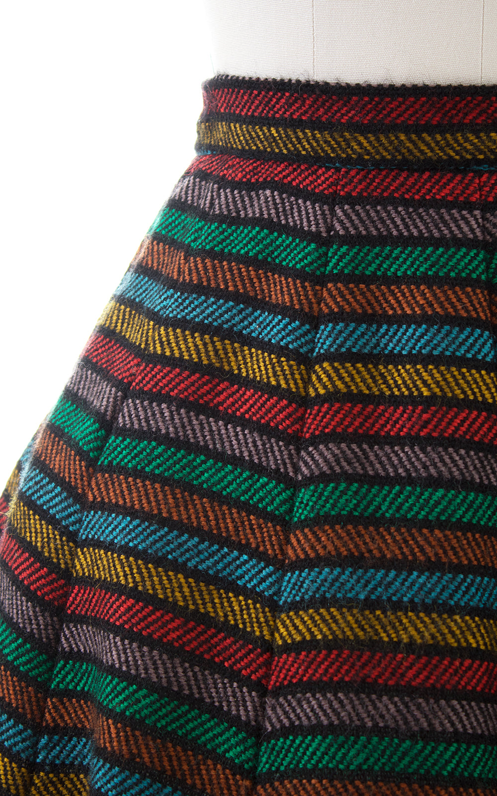 1950s Rainbow Striped Wool Skirt | small