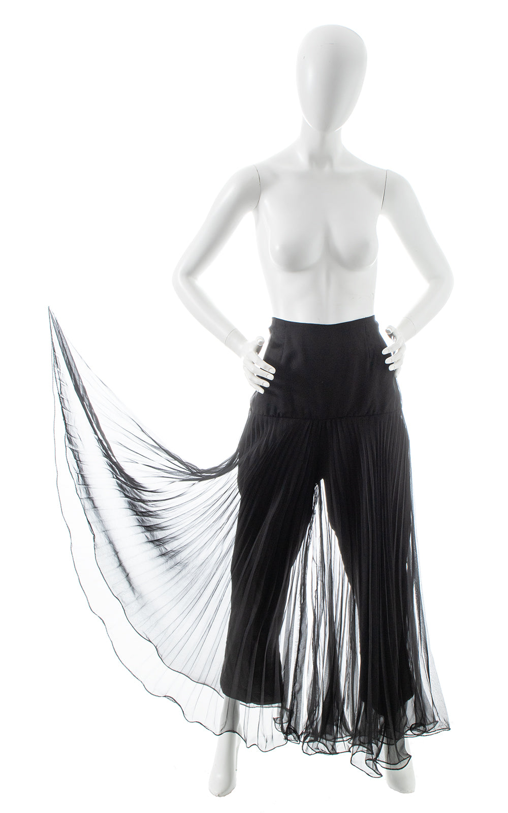 1970s Pleated Chiffon Palazzo Pants | medium