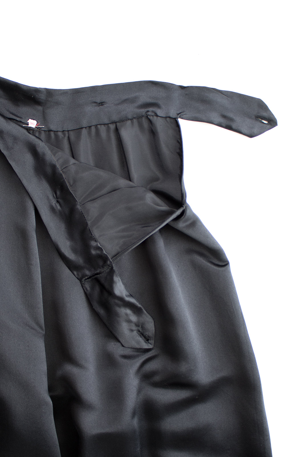 1930s 1940s Black Silk Satin Pants