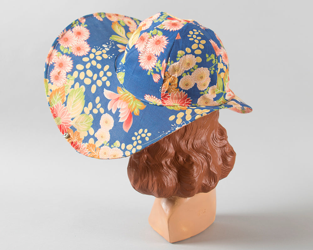 1920s Crushable / Packable Chinese Floral Cotton Sun Hat | medium/large