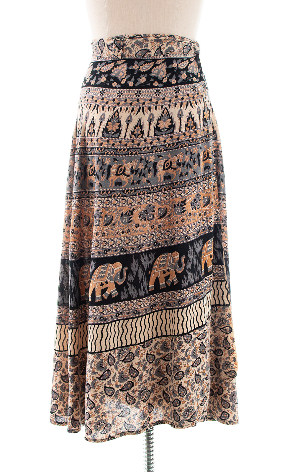 1970s Indian Cotton Novelty Print Wrap Skirt | medium/large