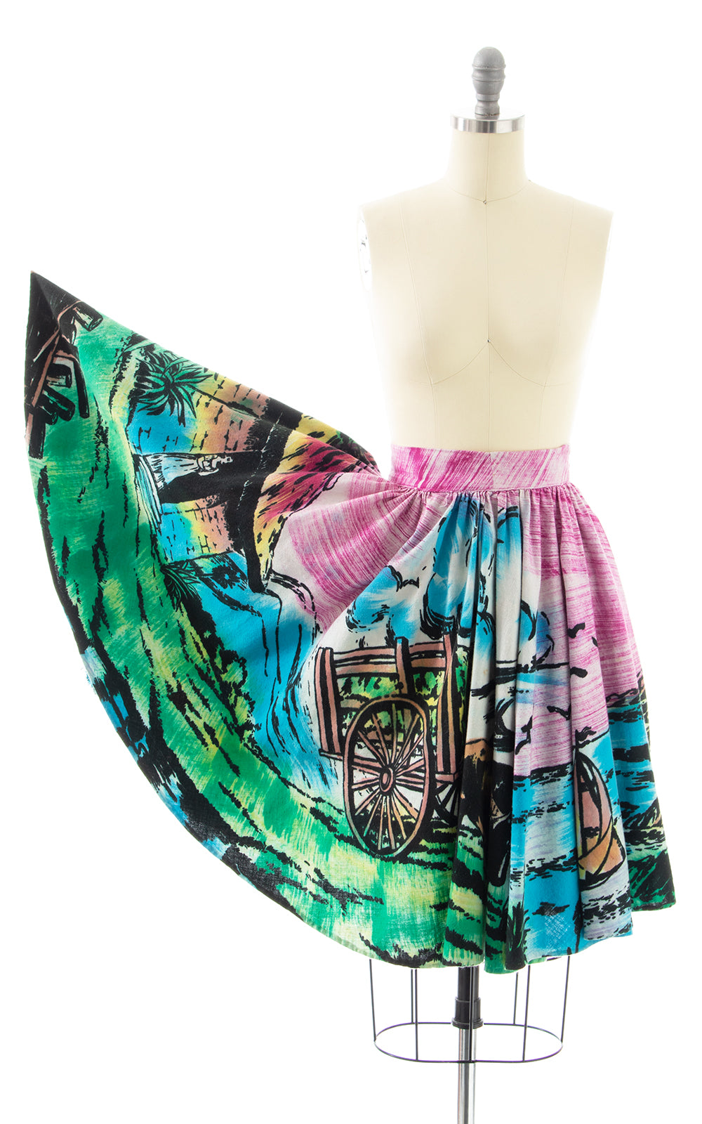 1950s Mexican Novelty Print Circle Skirt | small