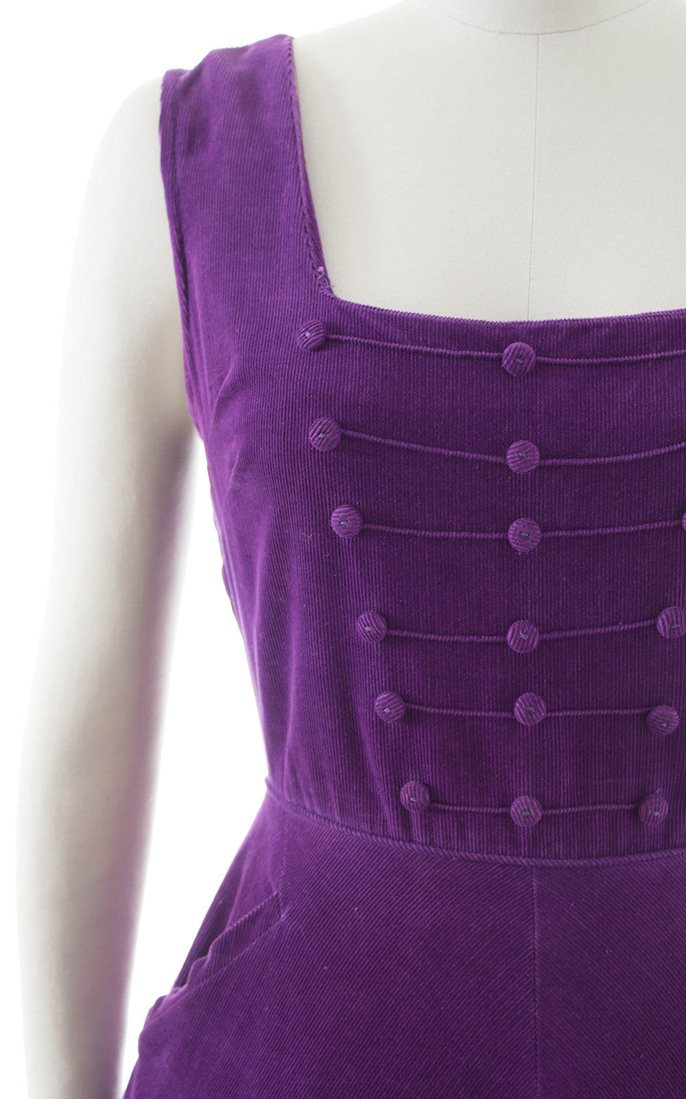 1950s Purple Corduroy Dress with Pockets BirthdayLifeVintage