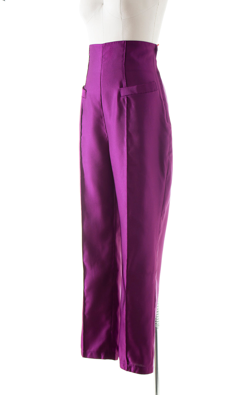 1970s Extra High Waisted Magenta Dress Pants | medium
