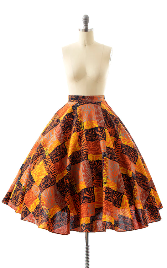 BLV x DEANNA || 1950s Block Print Style Circle Skirt | x-small