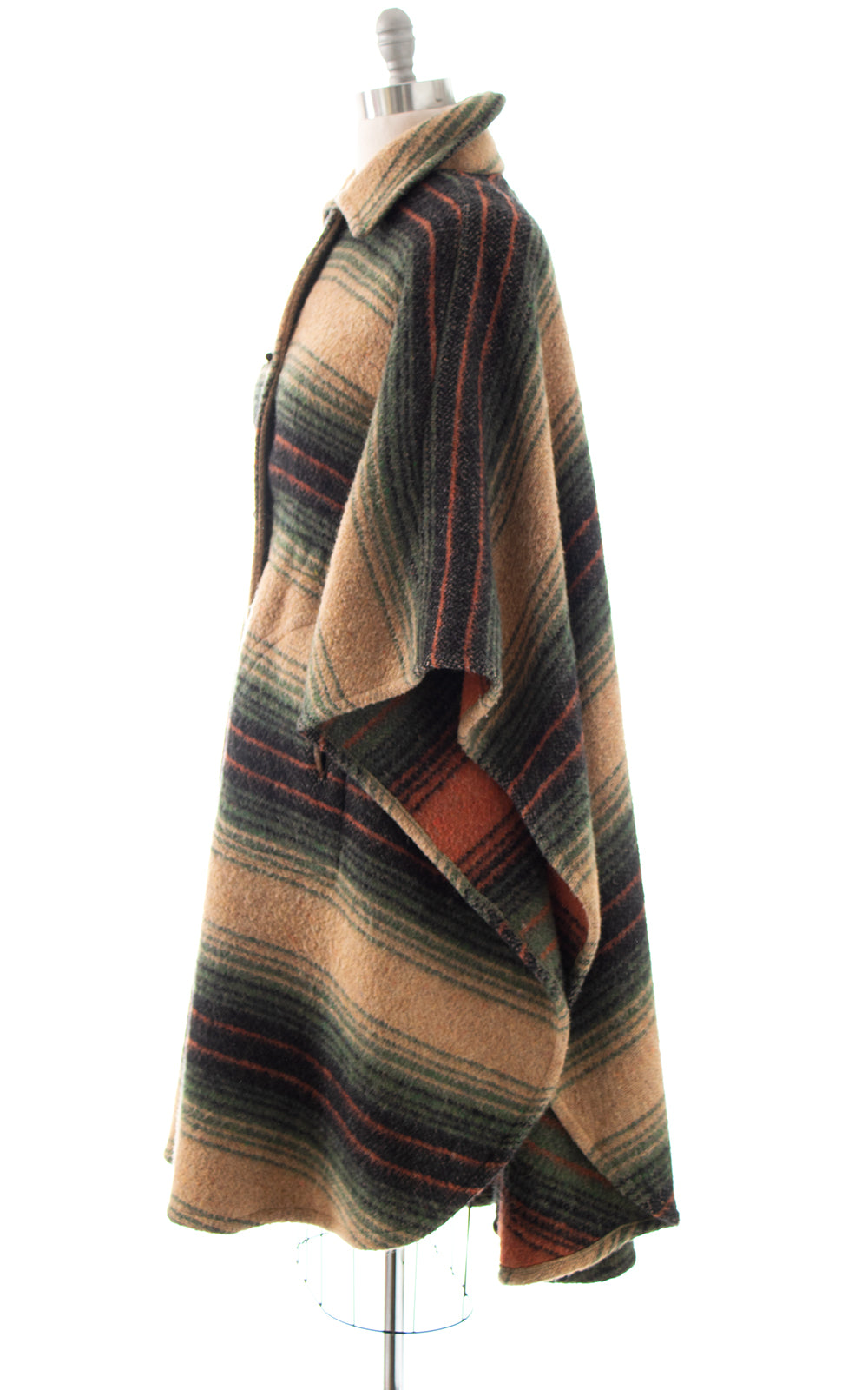 1970s 1980s Striped Wool Cape Coat | medium/large/x-large