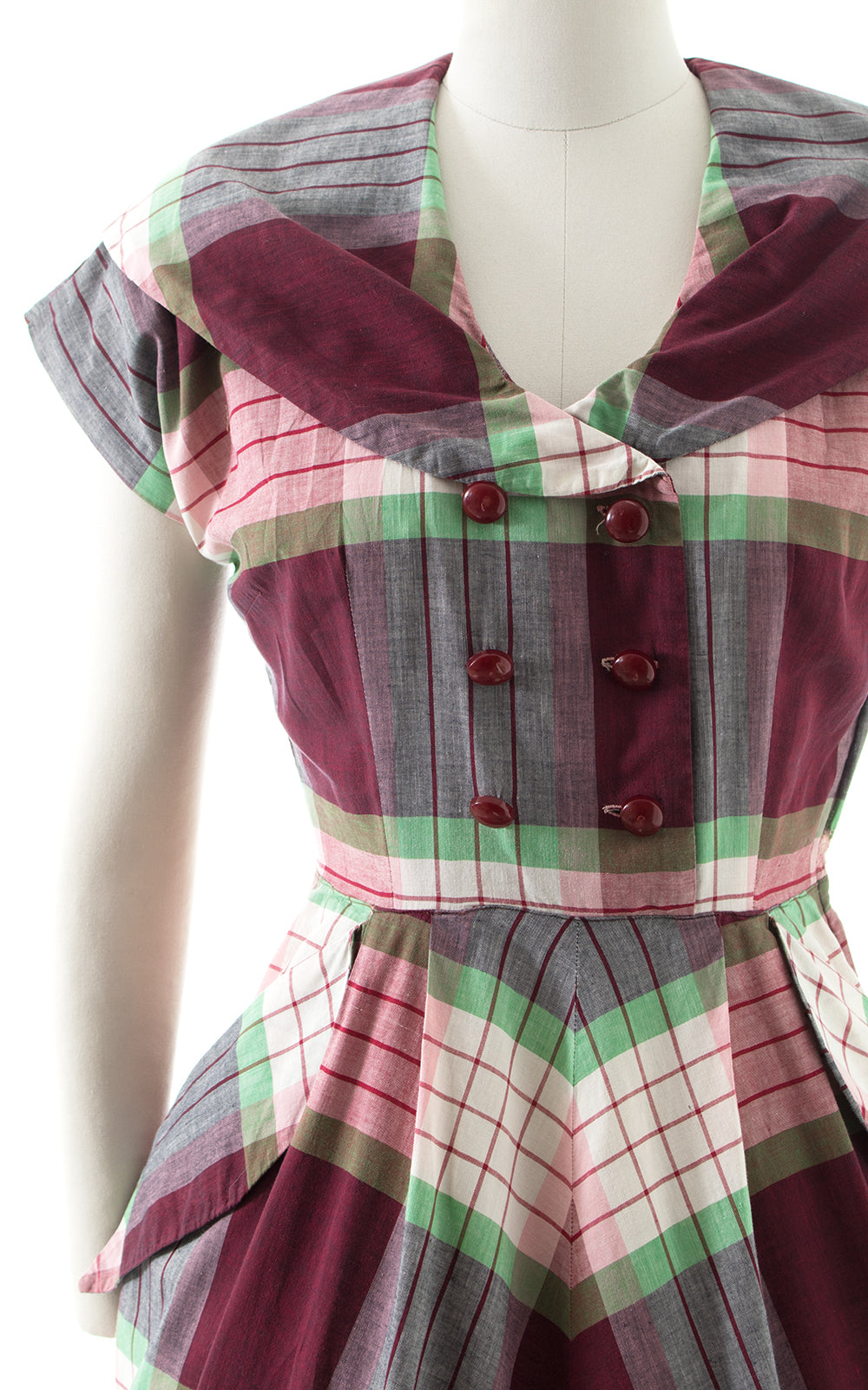 1950s Plaid Cotton Shirtwaist Dress BirthdayLifeVintage