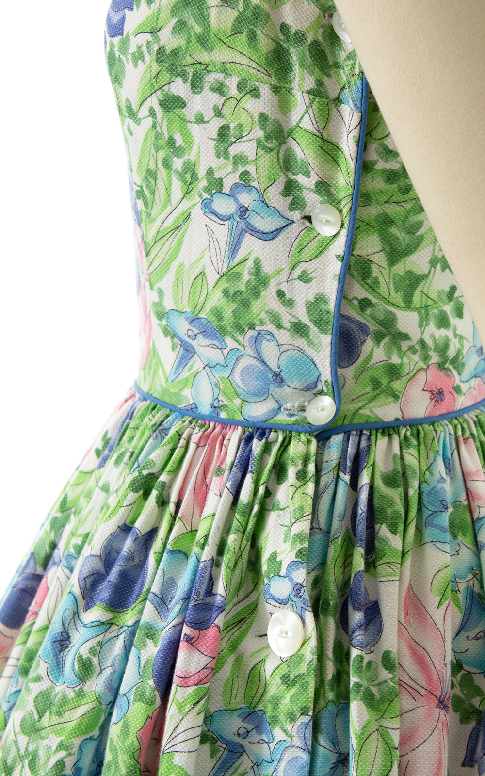 1950s Side-Button Floral Sundress | x-small/small