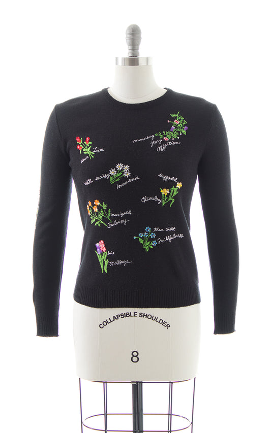 1970s Language of Flowers Embroidered Sweater BirthdayLifeVintage