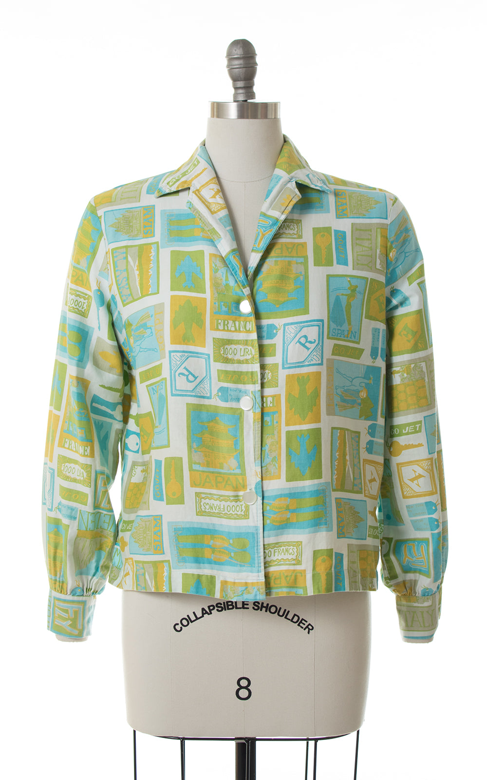 1960s Travel Novelty Print Blouse | medium/large