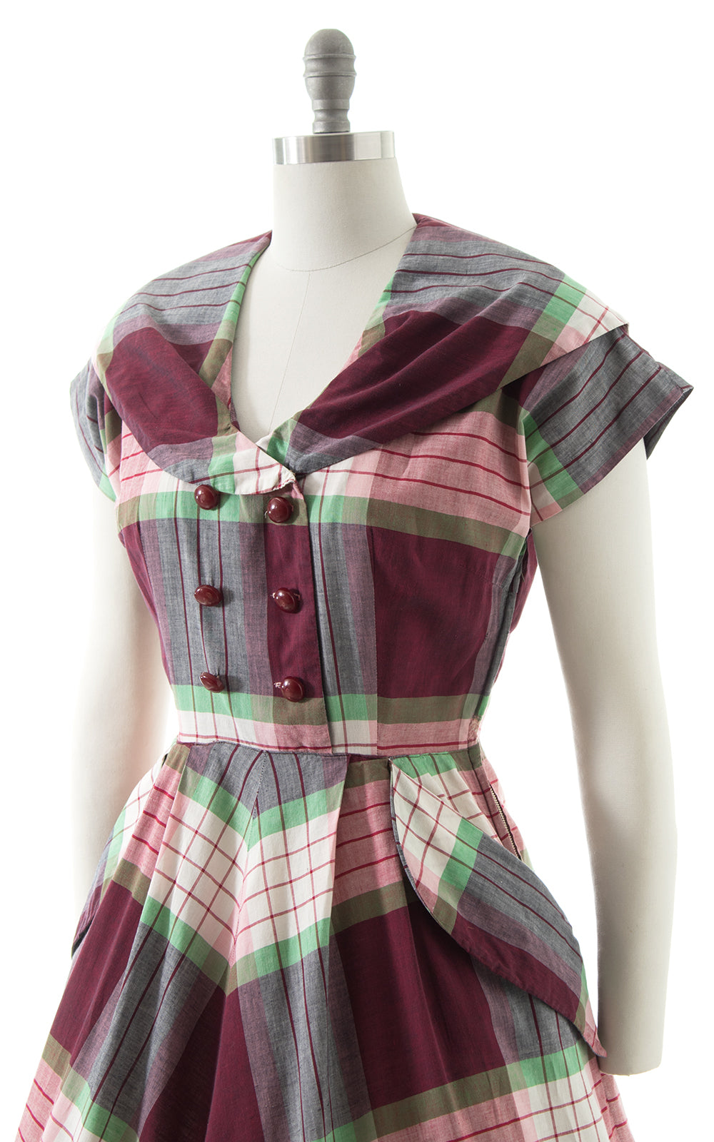 1950s Plaid Cotton Shirtwaist Dress BirthdayLifeVintage