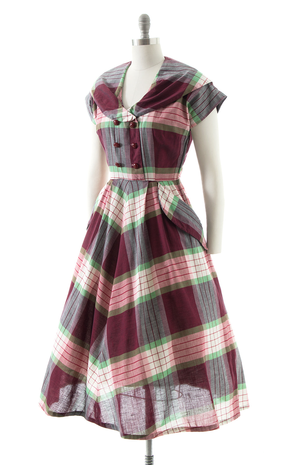 1950s Plaid Cotton Shirtwaist Dress BirthdayLifeVintage