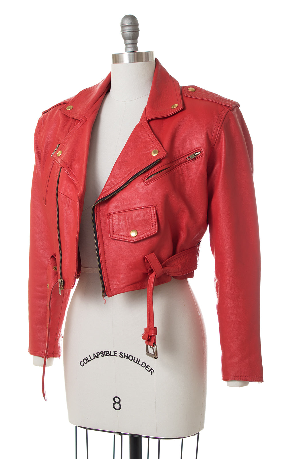 1980s Red Leather Motorcycle Jacket