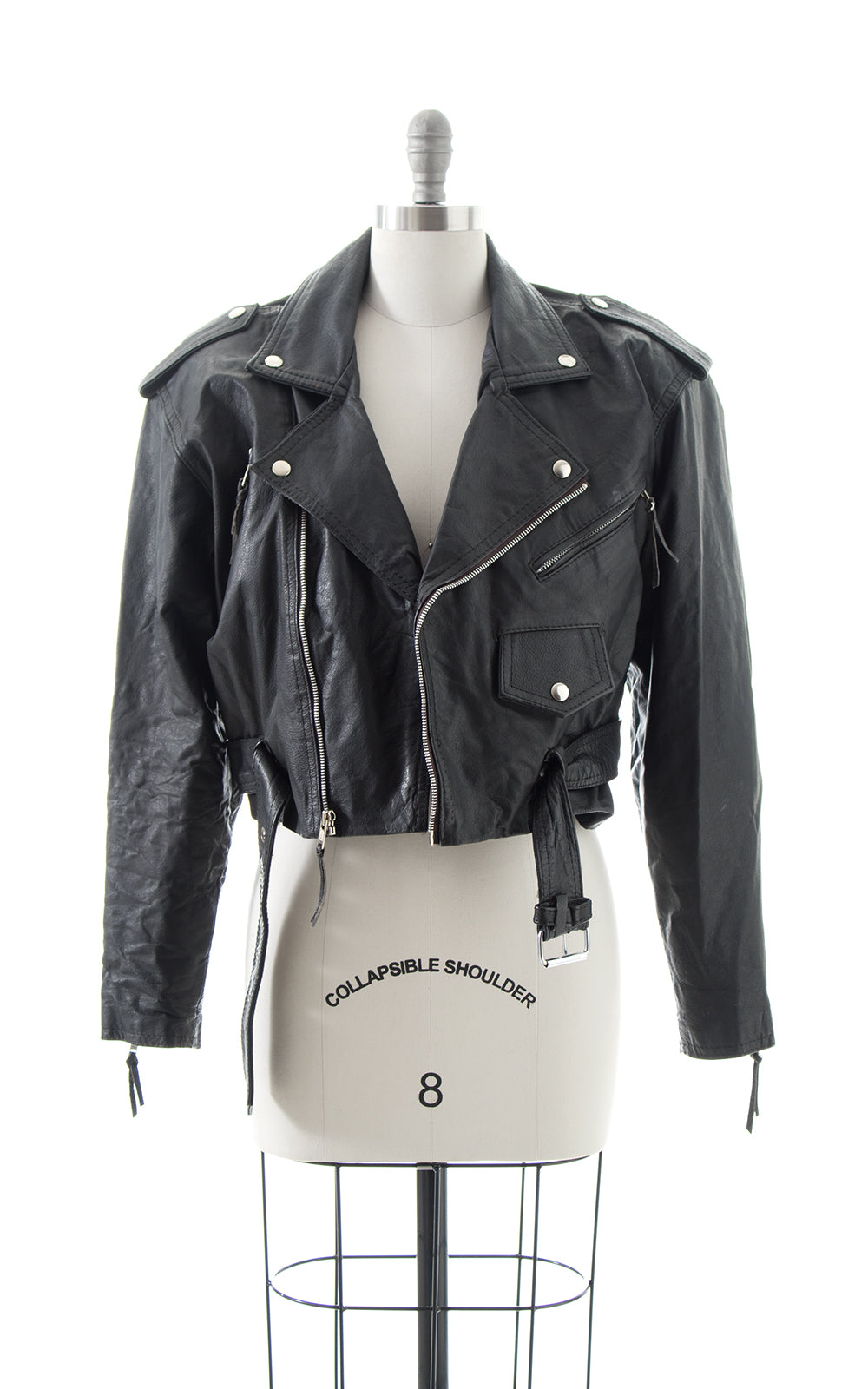 Vintage cropped hot sale leather jacket