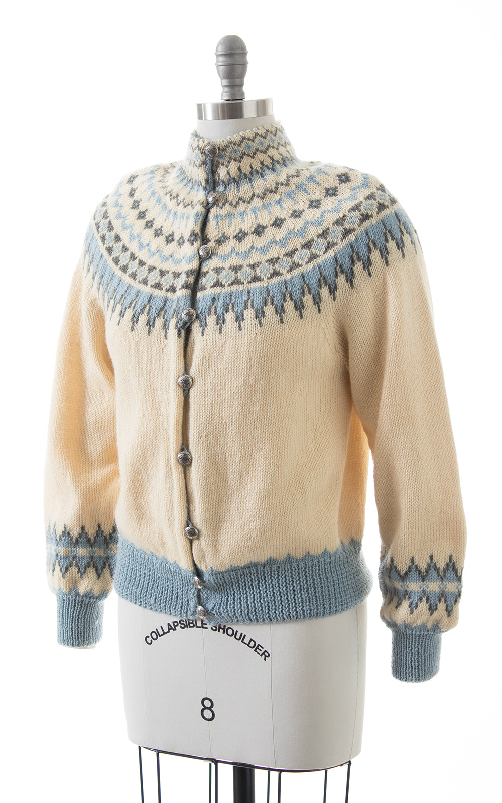 1950s Fair Isle Knit Wool Cardigan