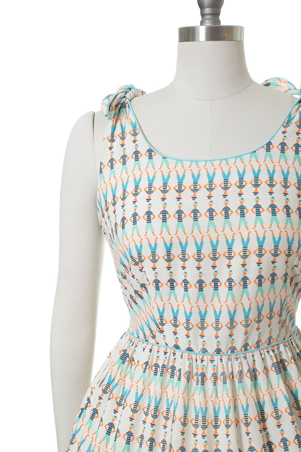 1950s Sailor Novelty Print Tiered Cotton Sundress