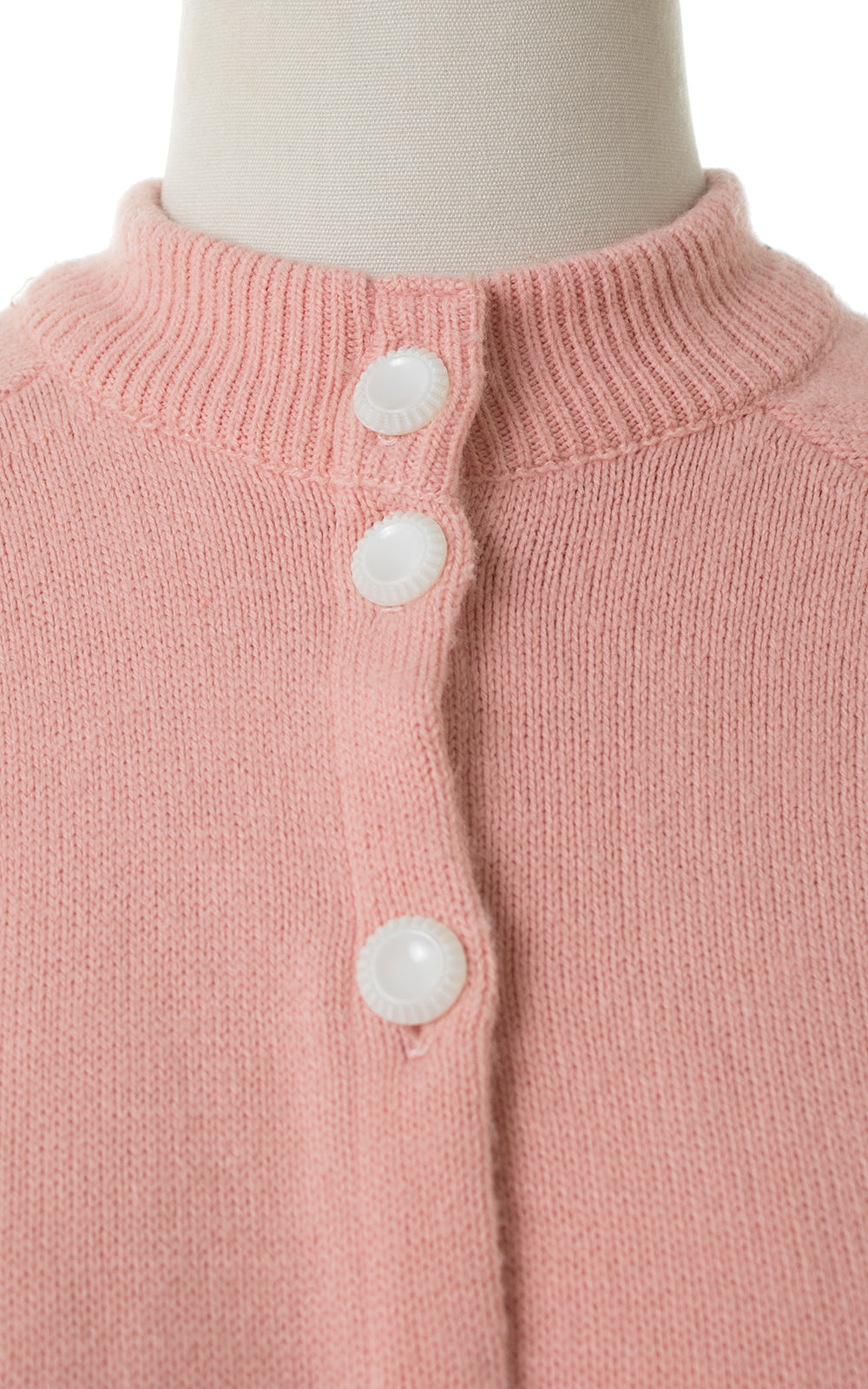 1950s Pink Acrylic Knit Cardigan