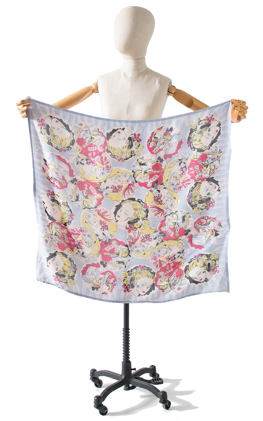 1940s Evening Dance Novelty Print Scarf