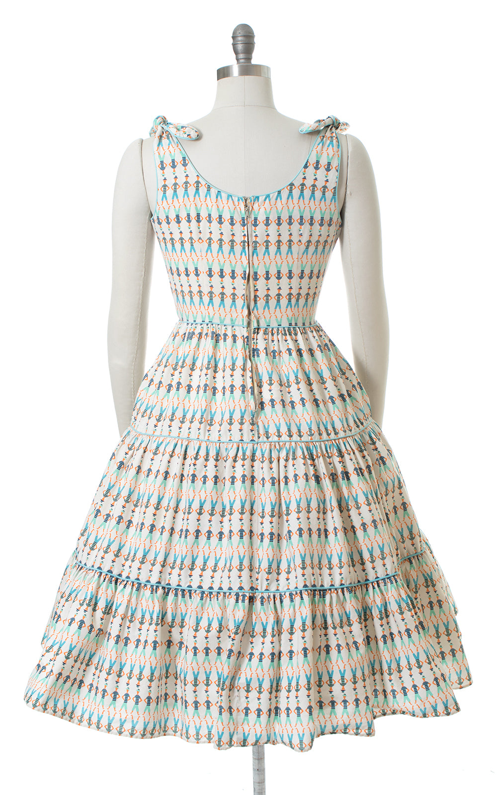 1950s Sailor Novelty Print Tied Straps Sundress