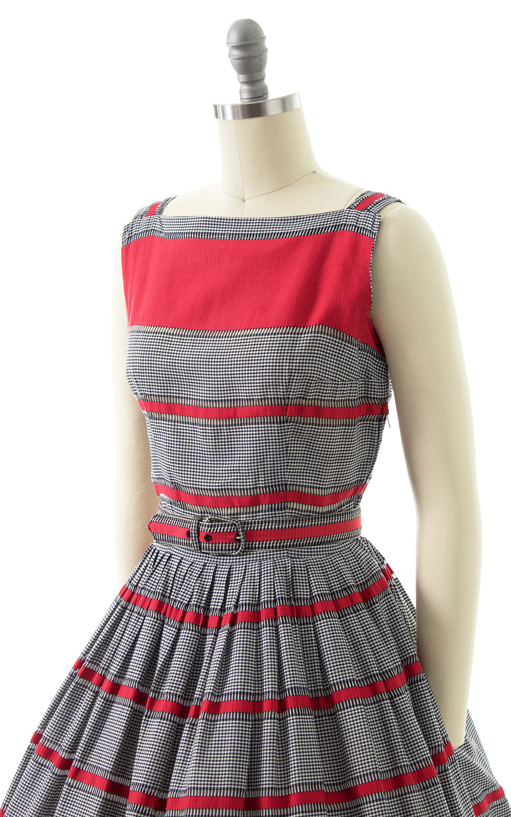 1950s Striped Gingham Cotton Sundress