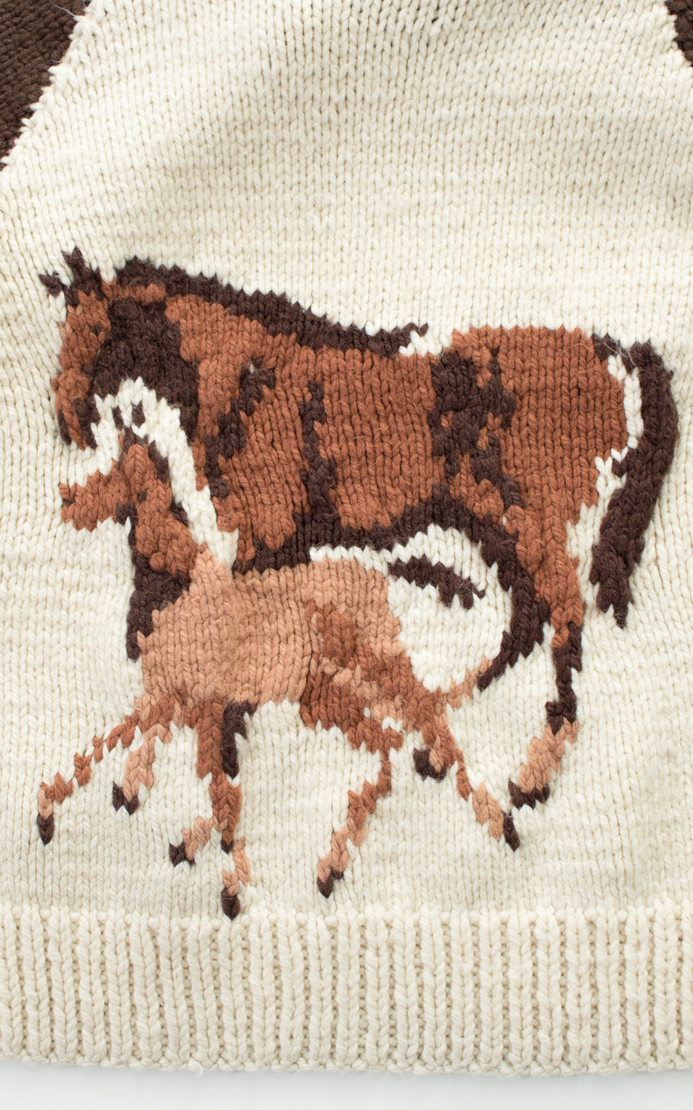 1970s Lucky Horseshoe & Horses Novelty Wool Cowichan Cardigan | medium/large