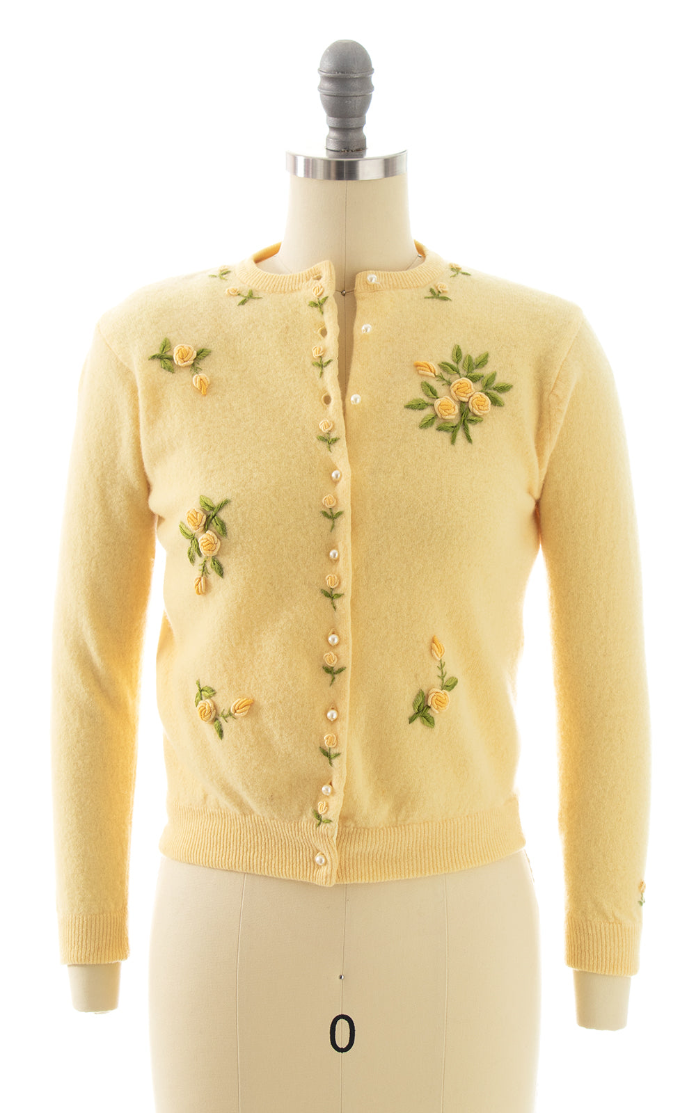 1950s Rose Embroidered Cashmere Cardigan | x-small/small 1950s Rose Embroidered Cashmere Cardigan | x-small/small