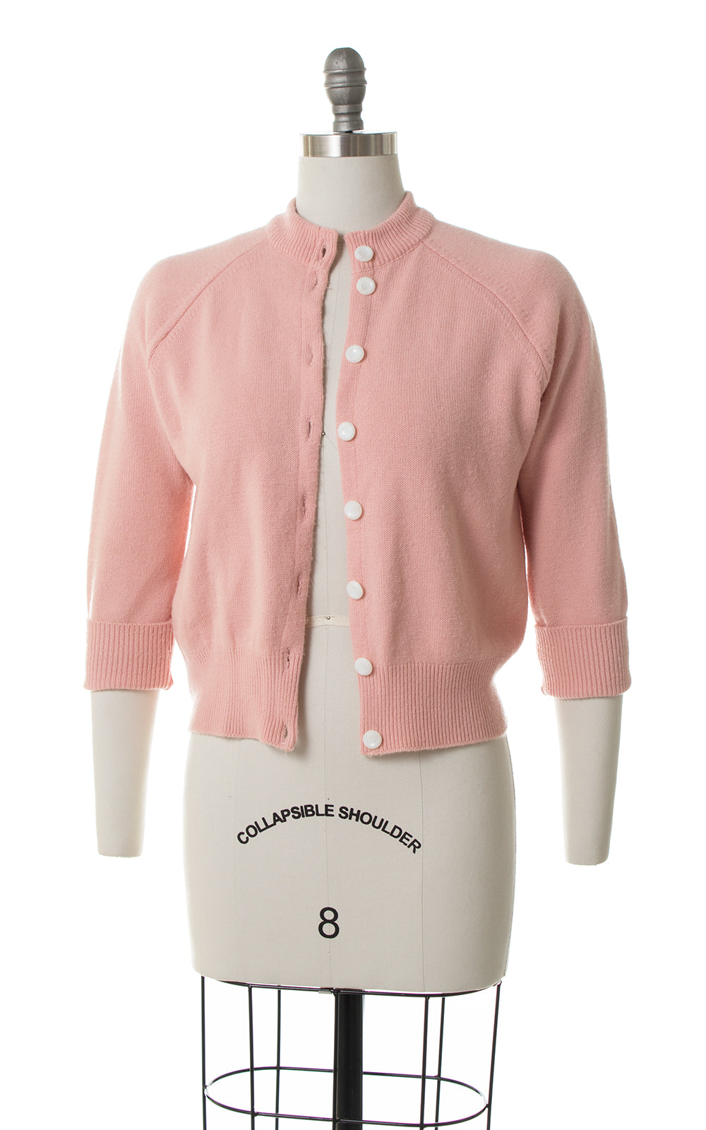 1950s Pink Acrylic Knit Cardigan