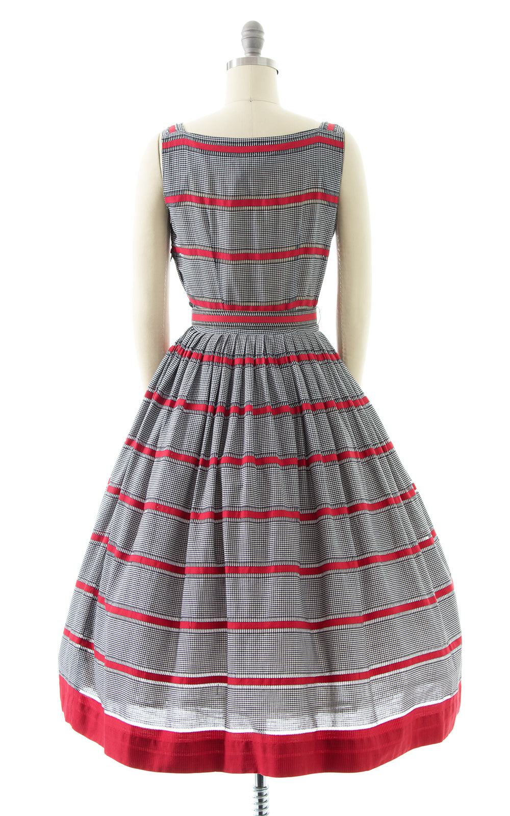 1950s Striped Gingham Cotton Sundress