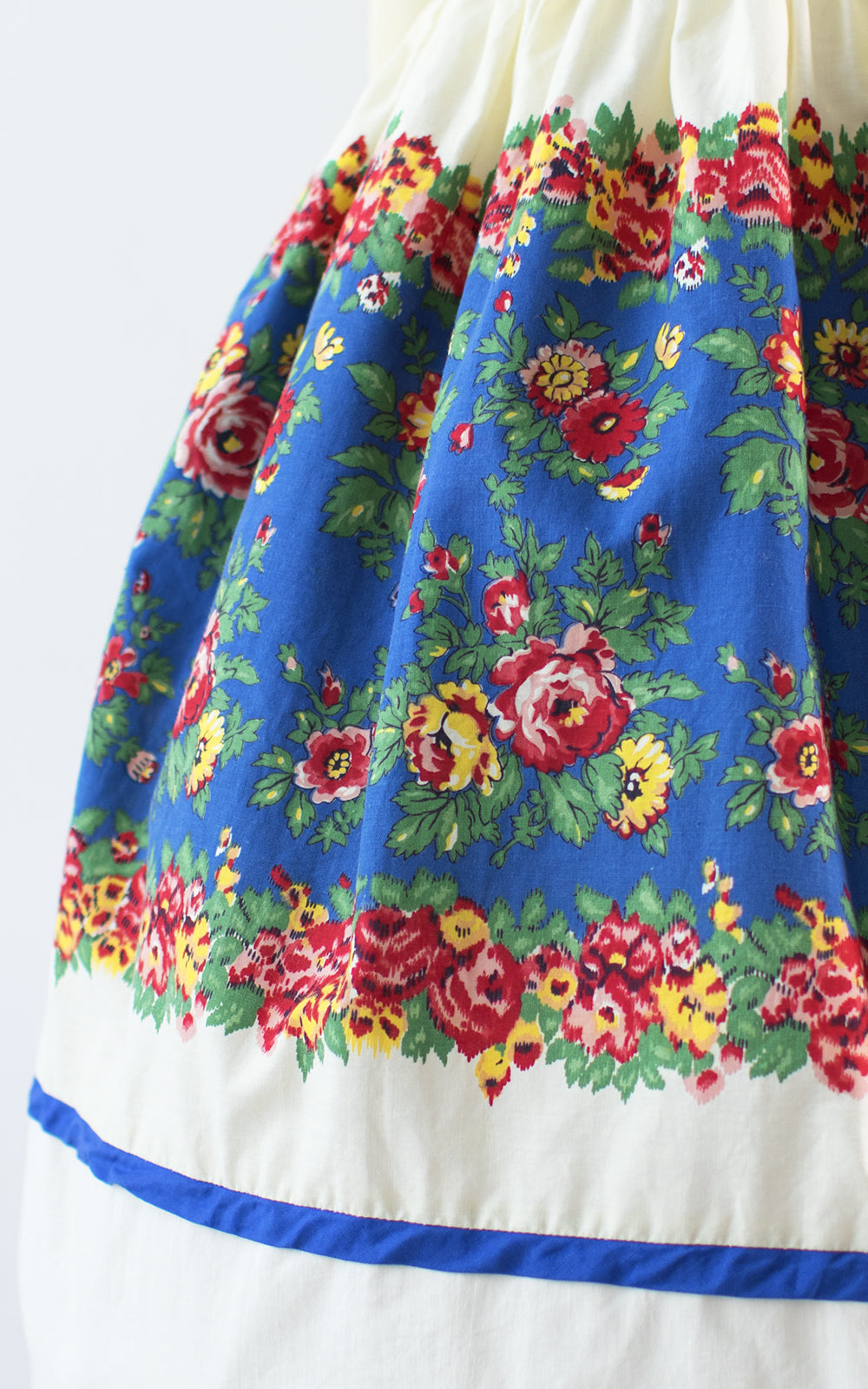 1960s Rose Border Print Cotton Skirt | small