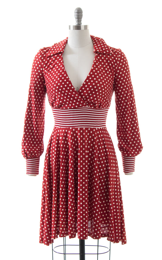 1970s Red Polka Dot Skater Dress