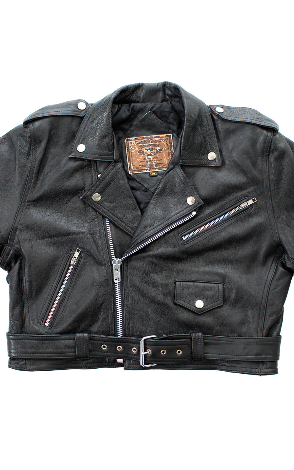 1980s Black Leather Cropped Moto Jacket BirthdayLifeVintage