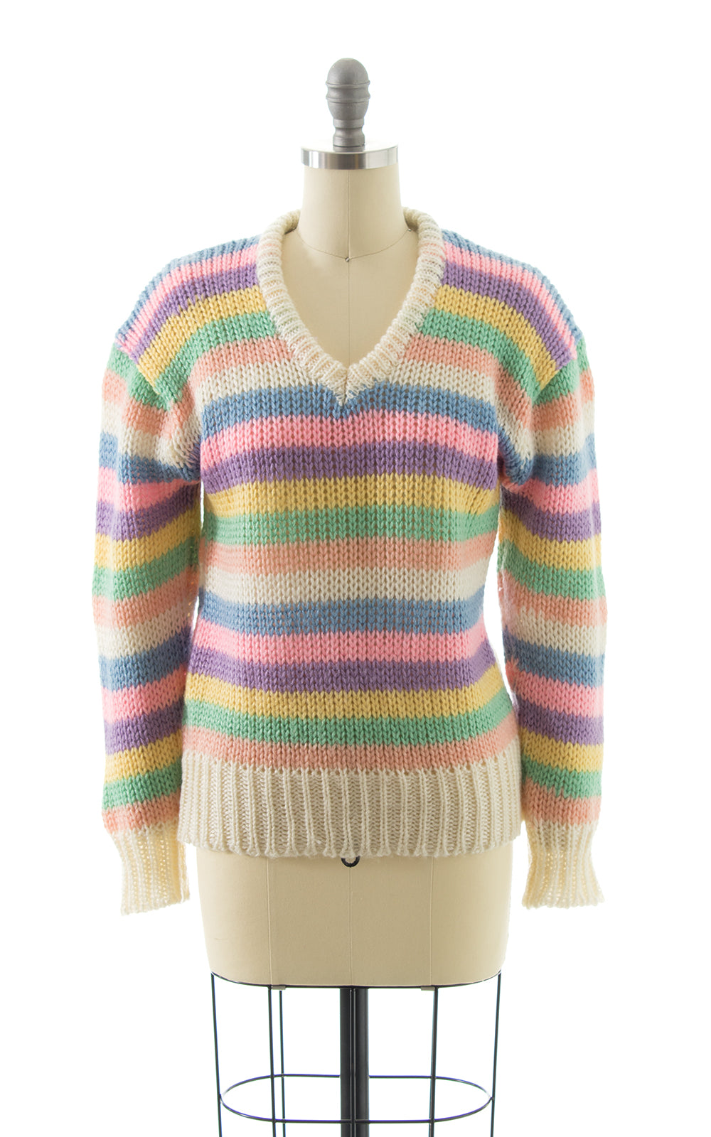 1970s 1980s Pastel Striped Sweater BirthdayLifeVintage