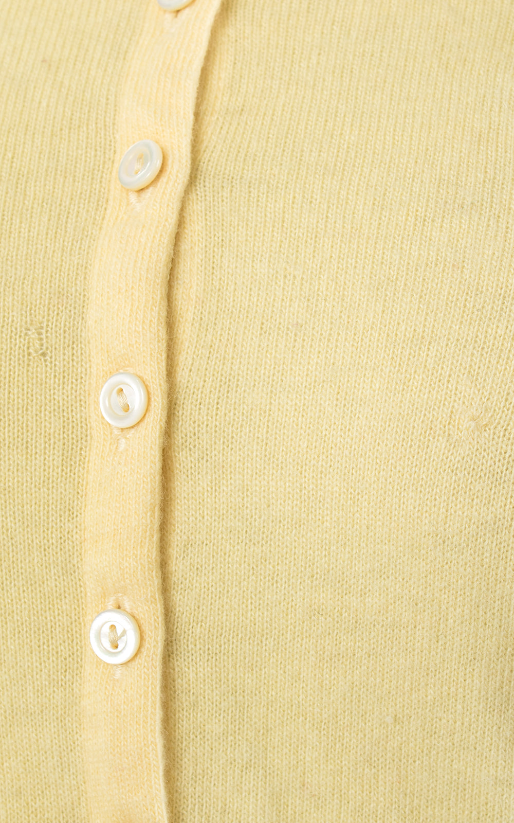 1950s Floral Appliqué Cashmere Knit Yellow Cardigan Top | x-small/small/medium