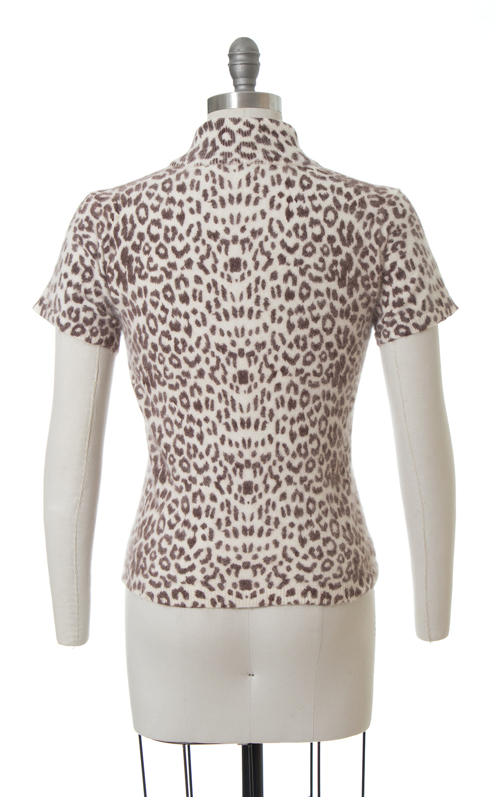 1990s Leopard Print Angora Knit Sweater Top