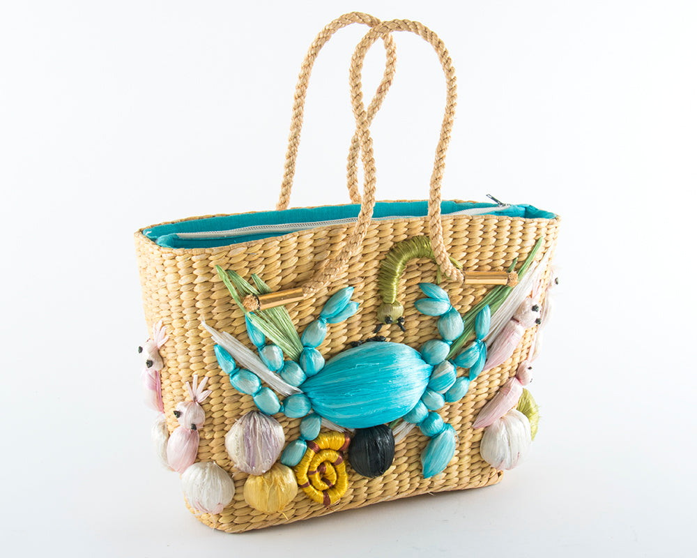 1960s Crab Sea Creatures Novelty Straw Handbag