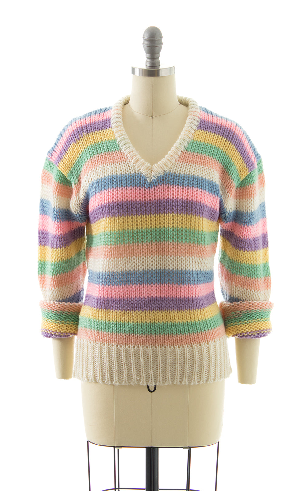 1970s 1980s Pastel Striped Sweater BirthdayLifeVintage