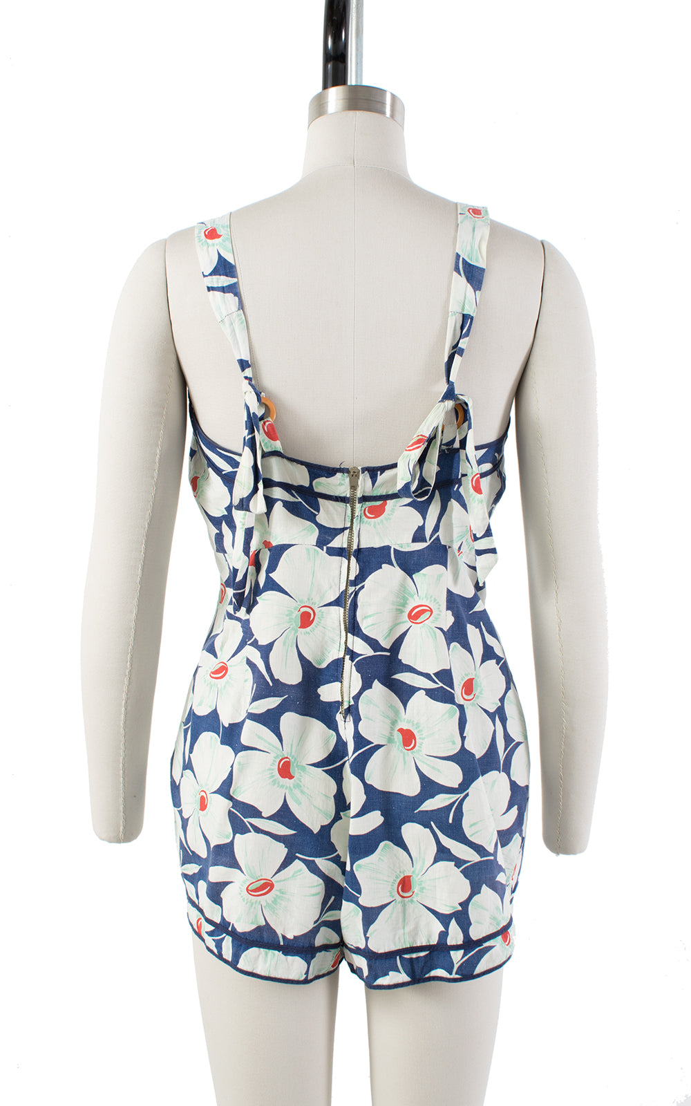 1930s Floral Blue Cotton Romper