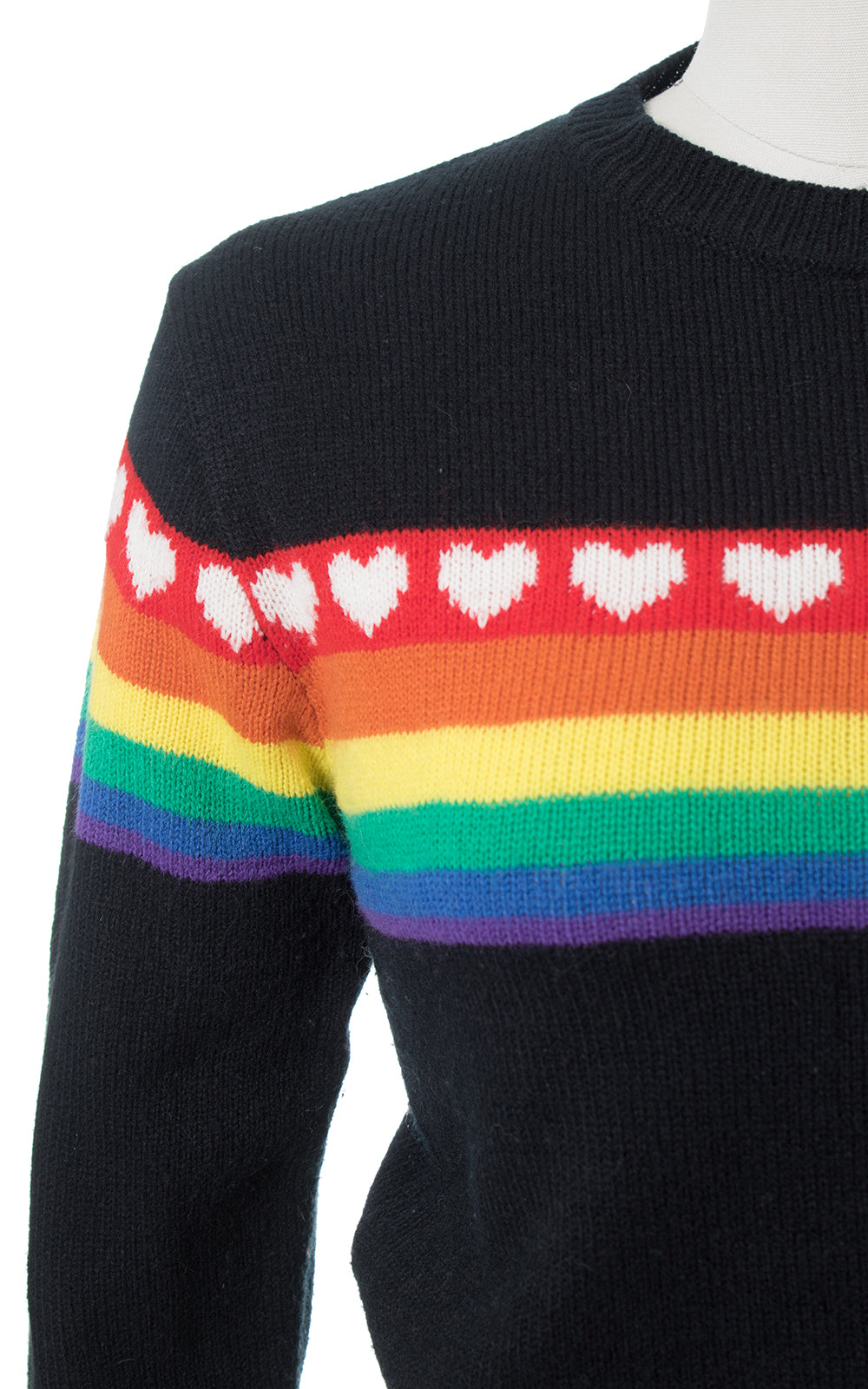 1990s Hearts & Rainbow Novelty Print Knit Sweater Top