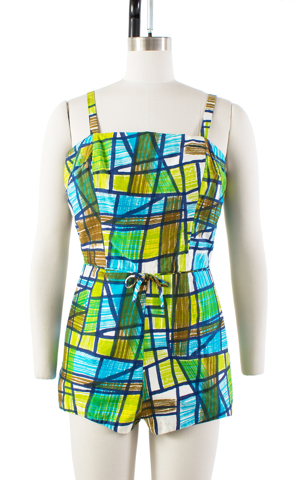 1960s Geometric Mosaic Cotton Romper