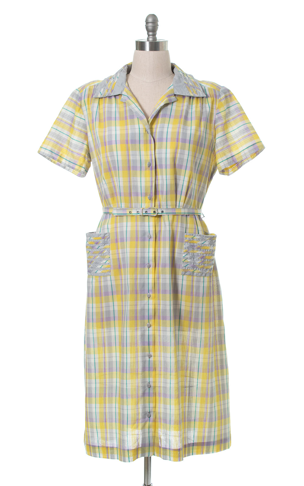 1950s Deadstock Plaid Shirtwaist Dress