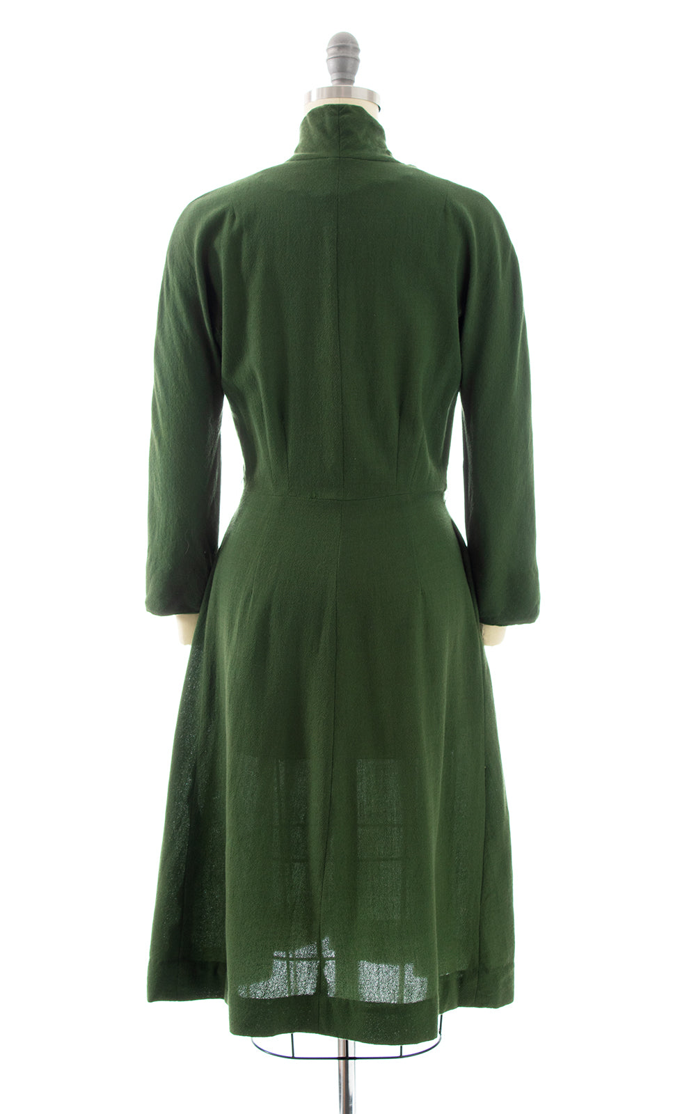 1950s Green Wool Shirt Dress | small