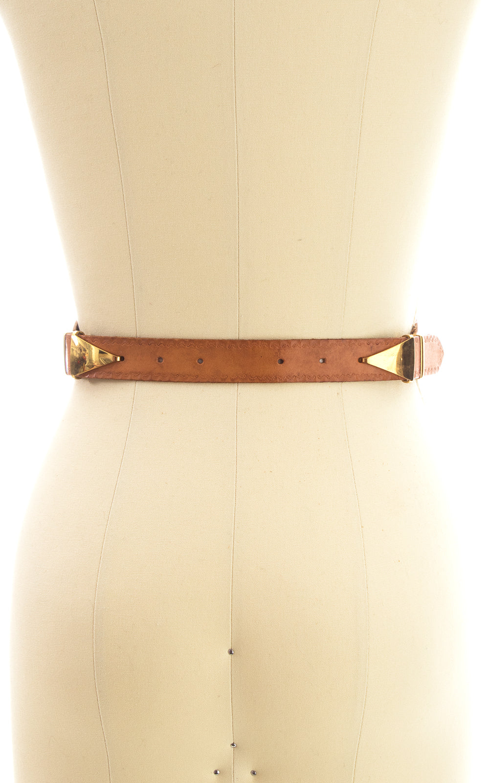 1970s Floral Tooled Leather Cinch Belt