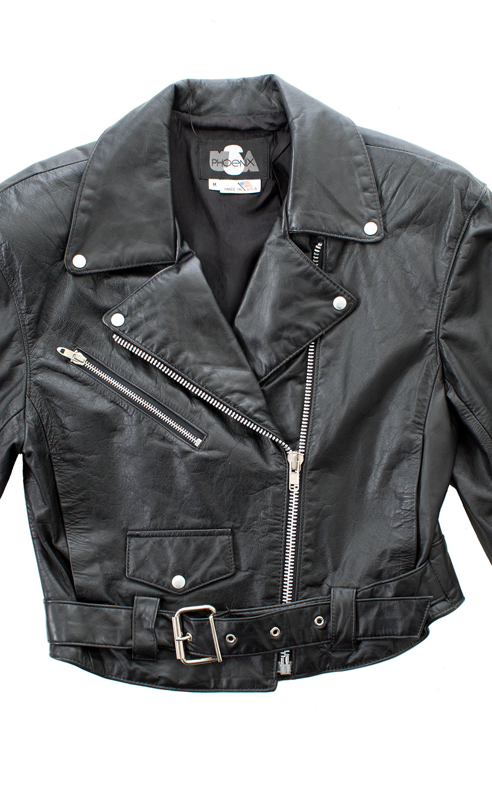 1990s Cropped Leather Moto Jacket BirthdayLifeVintage