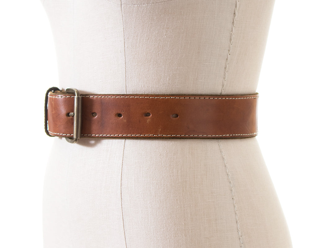 1970s Thick Leather Cinch Belt